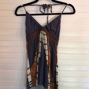 Halter top with braided leather detail